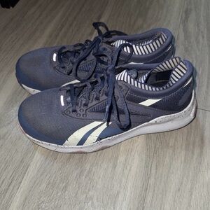 Reebok Womens HIIT TR Blue Running Shoes Sneakers Size 8.5 steel toe